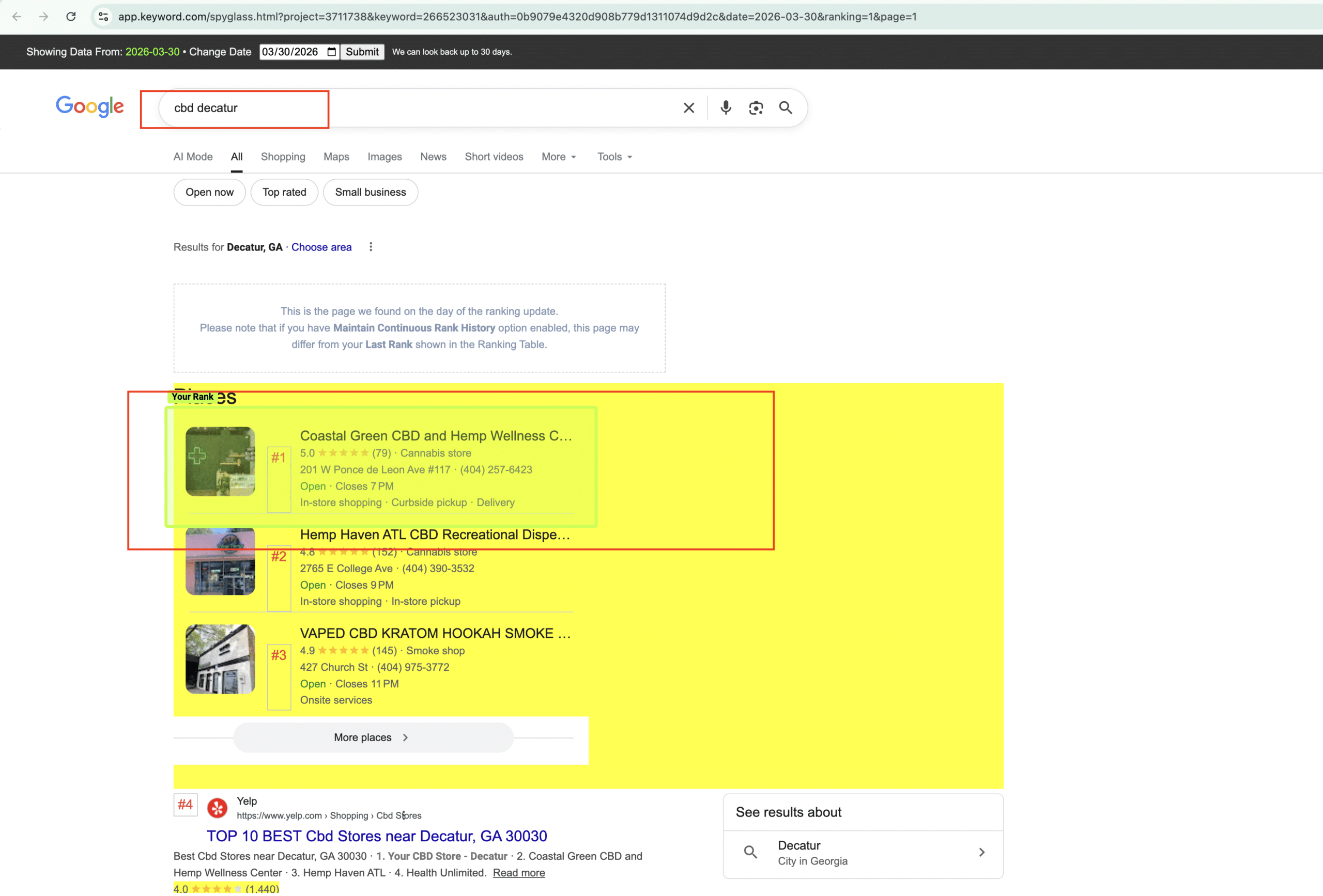 Coastal Green Wellness ranking in Google Maps